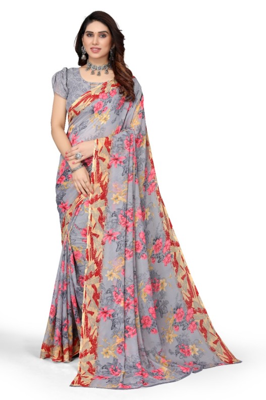 Fancy Georgette Printed Saree With blouse